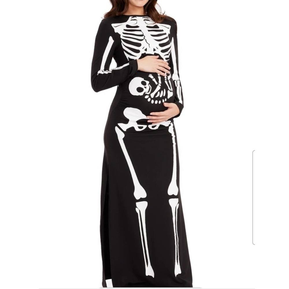 Tipsy Elves Skeleton Maternity Dress Size L Black Baby Bone Halloween Costume